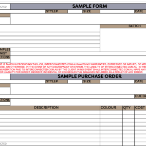 Wholesale Production  Order  Form Interconnected A 