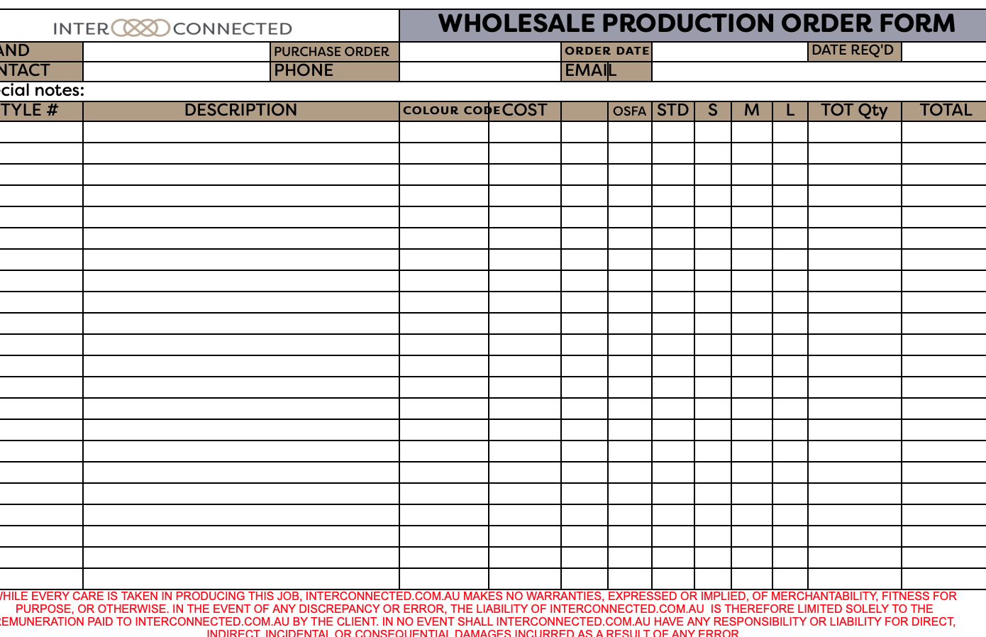Manufacturing Order Template